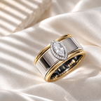Marquise Moissanite Cluster Sterling Silver Smart Oura Ring Jacket