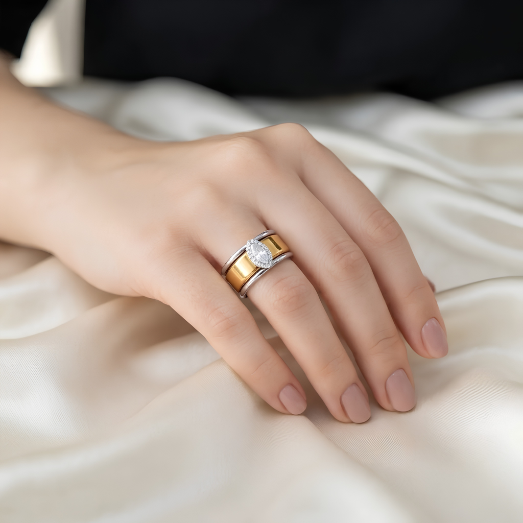 Marquise Moissanite Cluster Sterling Silver Smart Oura Ring Jacket
