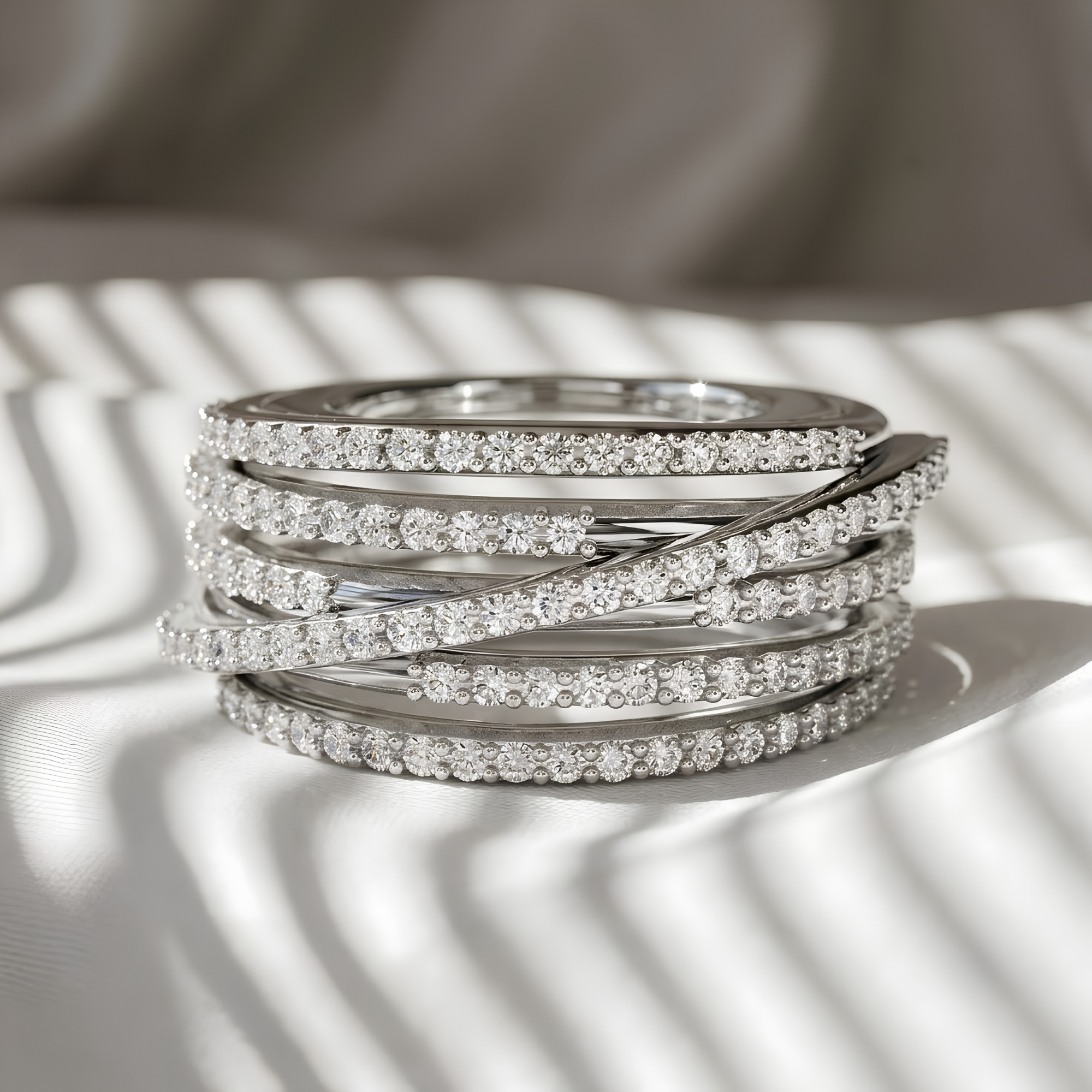 Luxury Pavé Oura Ring 5 Ring Jacket Sterling Silver