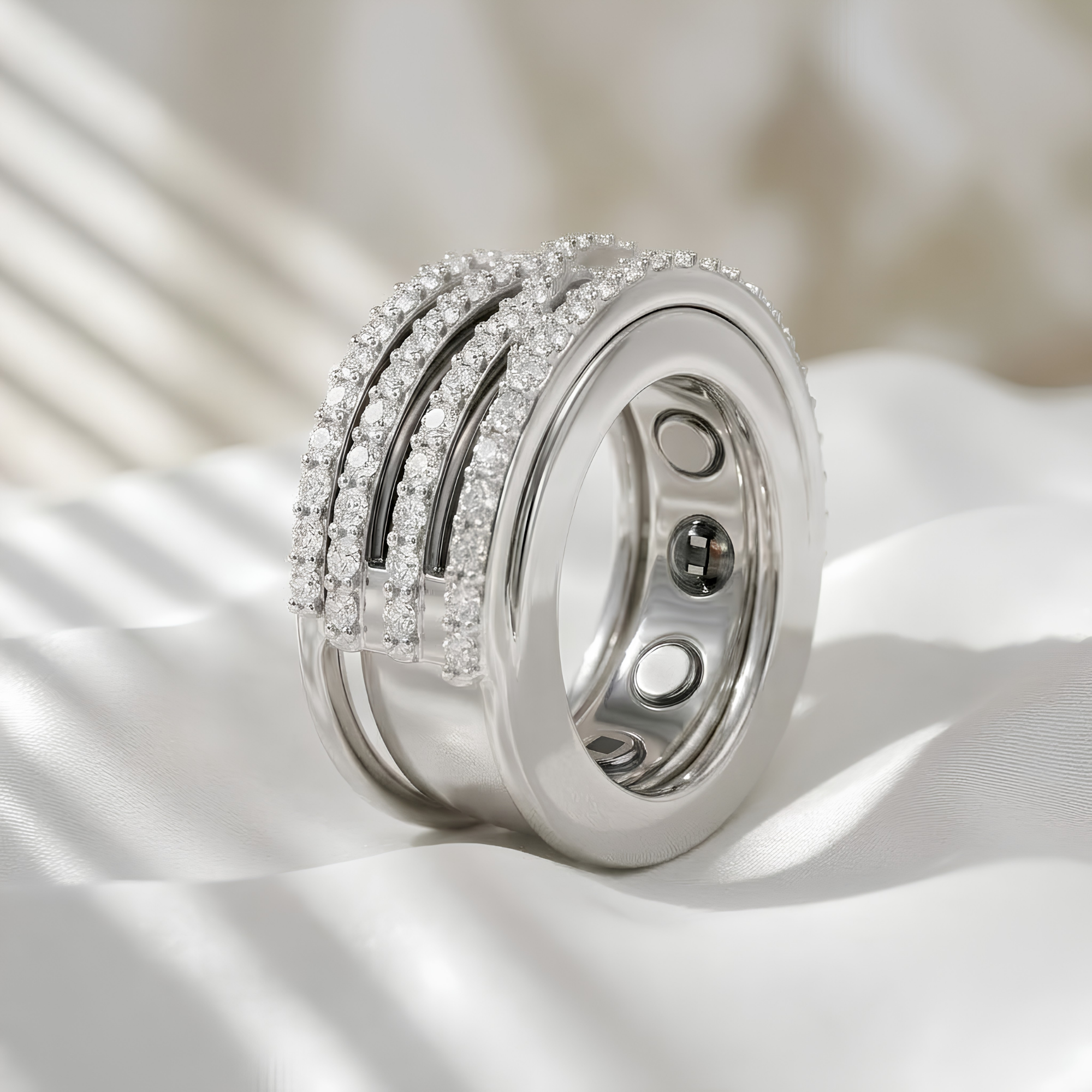 Luxury Pavé Oura Ring 5 Ring Jacket Sterling Silver