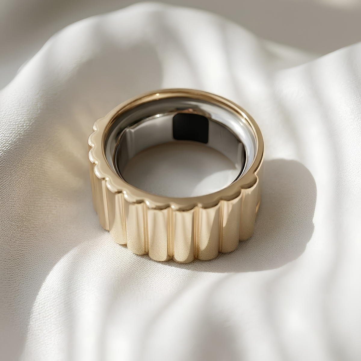 Fluted Oura Ring 5 Cover — Sterling Silver