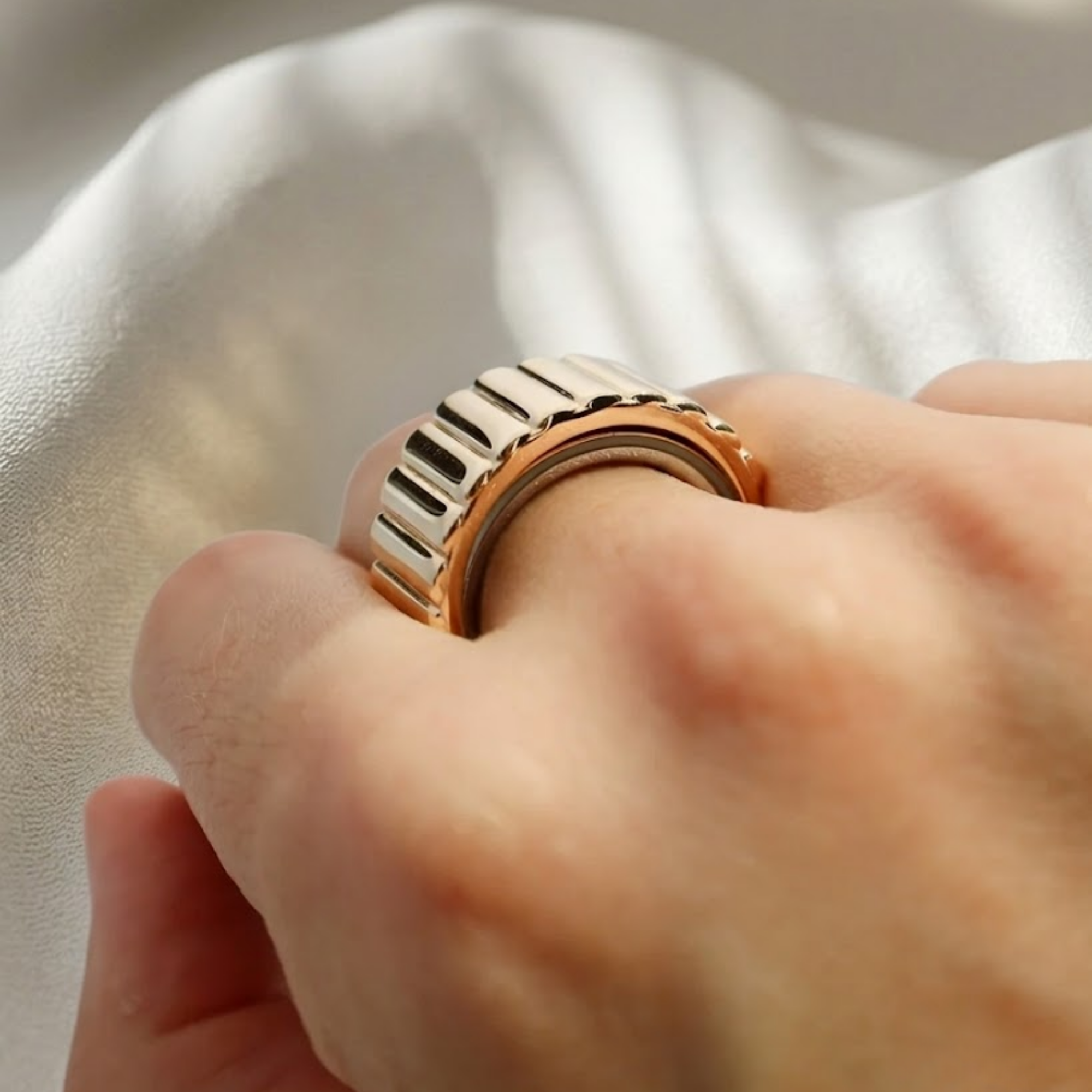 Fluted Oura Ring 5 Jacket Sterling Silver Cover