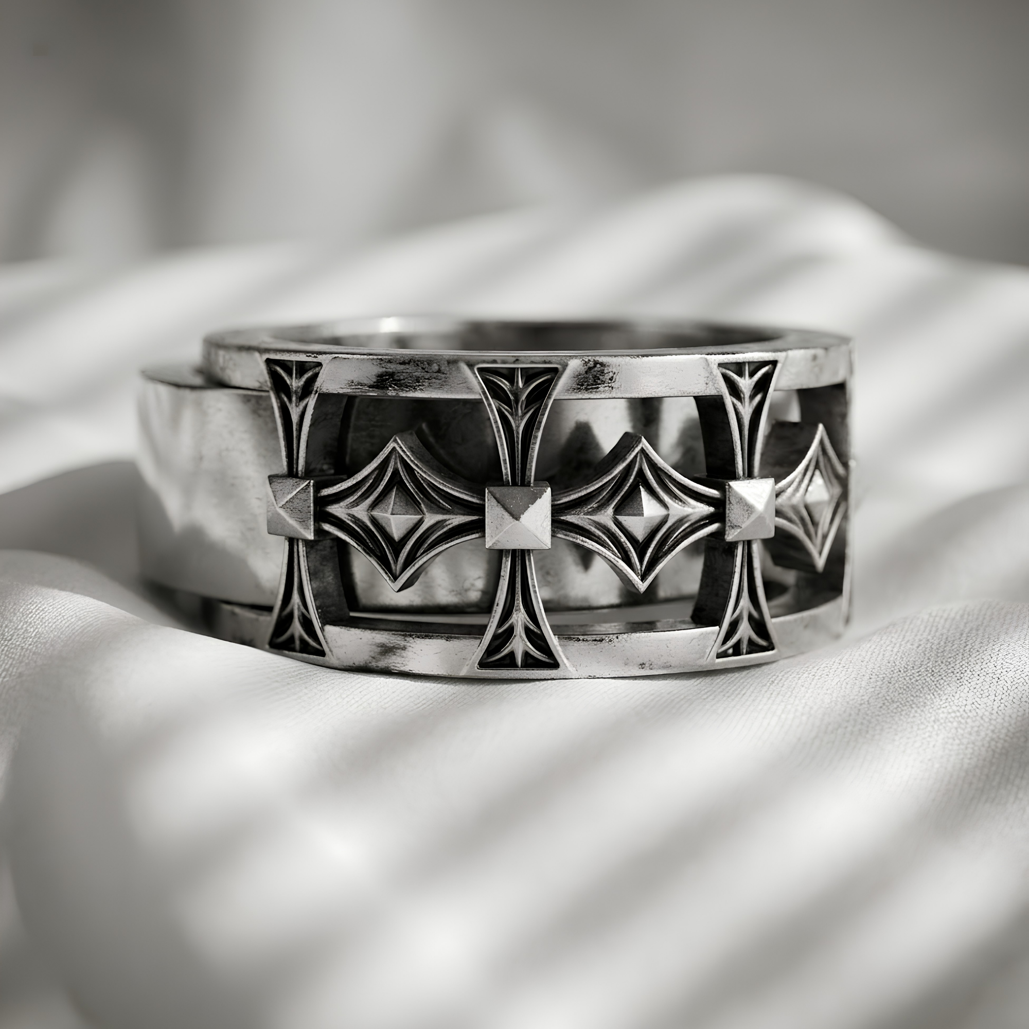 Gothic Cross Oura Ring 5 Jacket Sterling Silver Smart Ring Cover