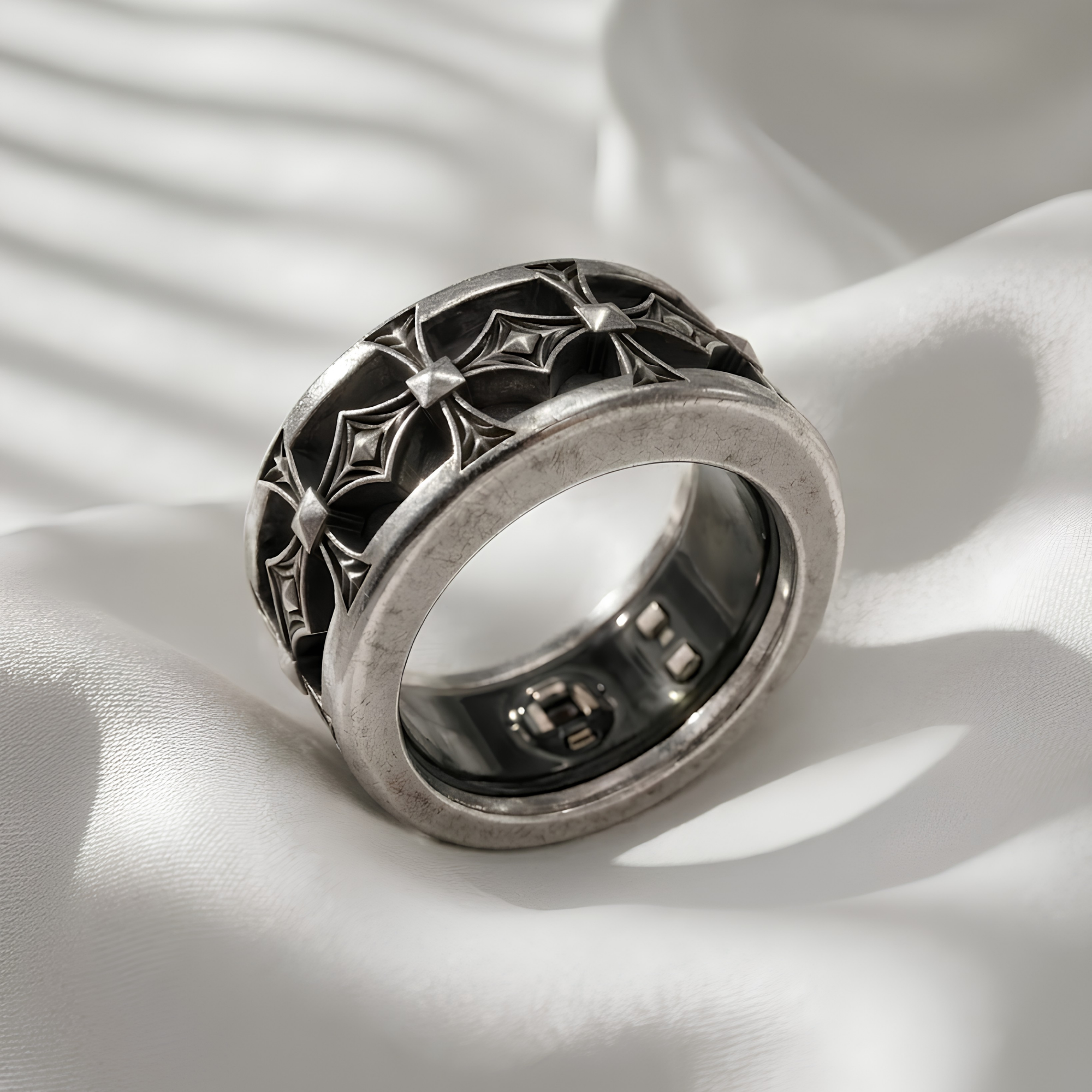 Gothic Cross Oura Ring 5 Jacket Sterling Silver Smart Ring Cover