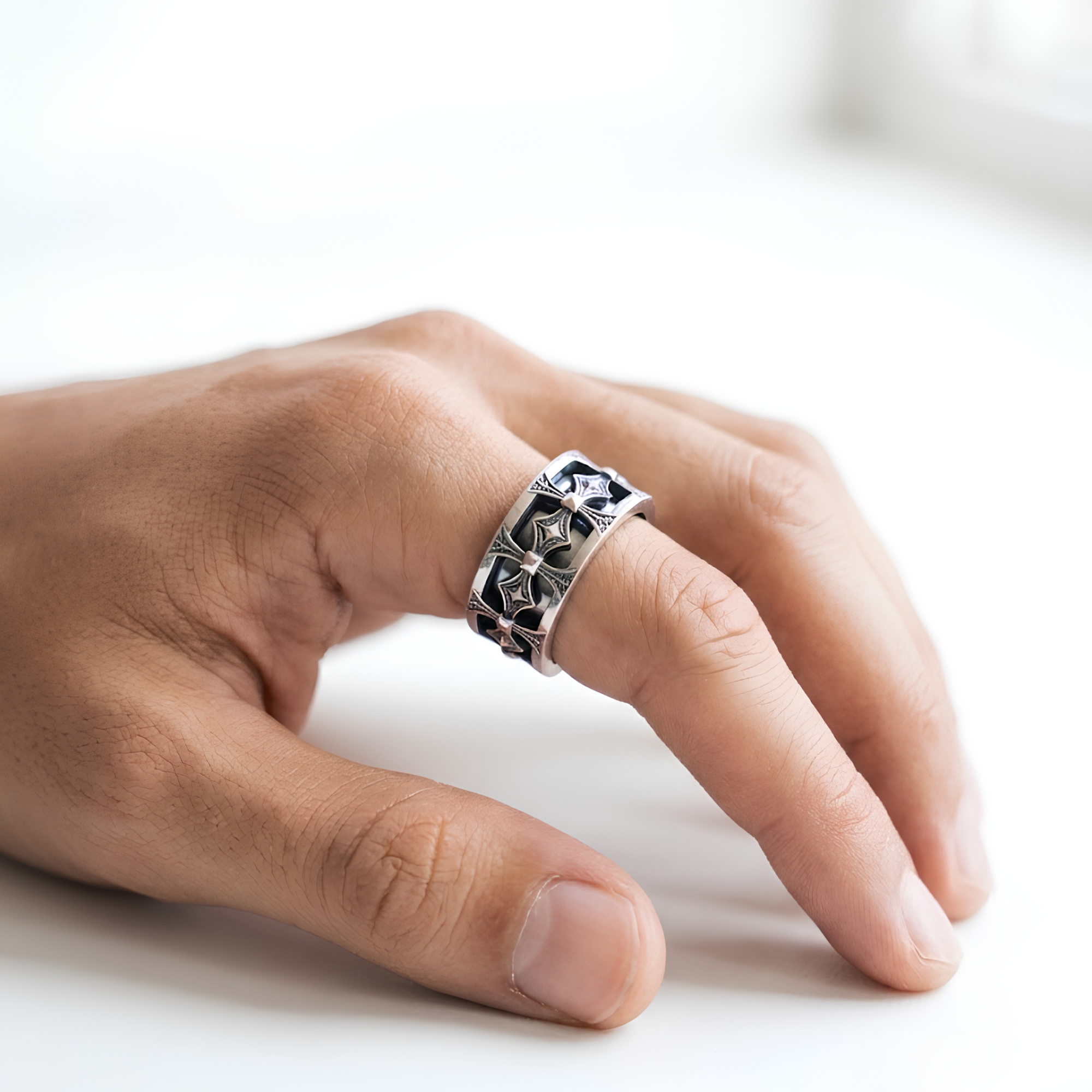 Gothic Cross Oura Ring 5 Jacket Sterling Silver Smart Ring Cover