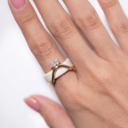 Marquise Solitaire Oura Ring Silver Wave Jacket
