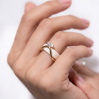 Marquise Solitaire Oura Ring Silver Wave Jacket