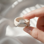 Marquise Solitaire Oura Ring Silver Wave Jacket