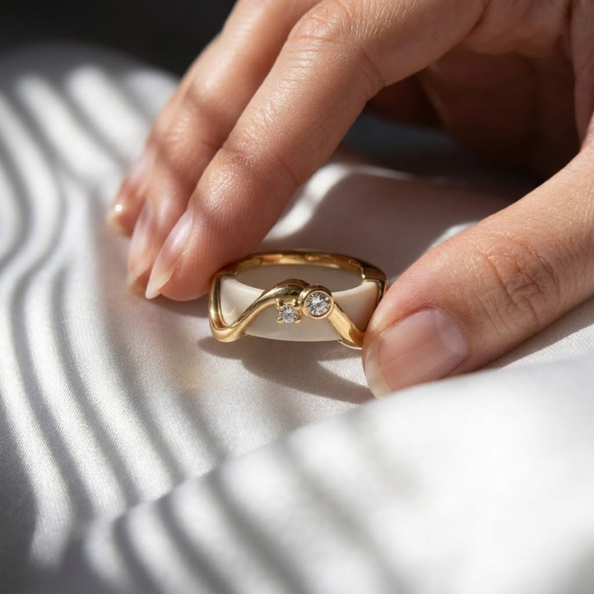 Wave Dots Oura Ring 5 Jacket Sterling Silver Ring Cover
