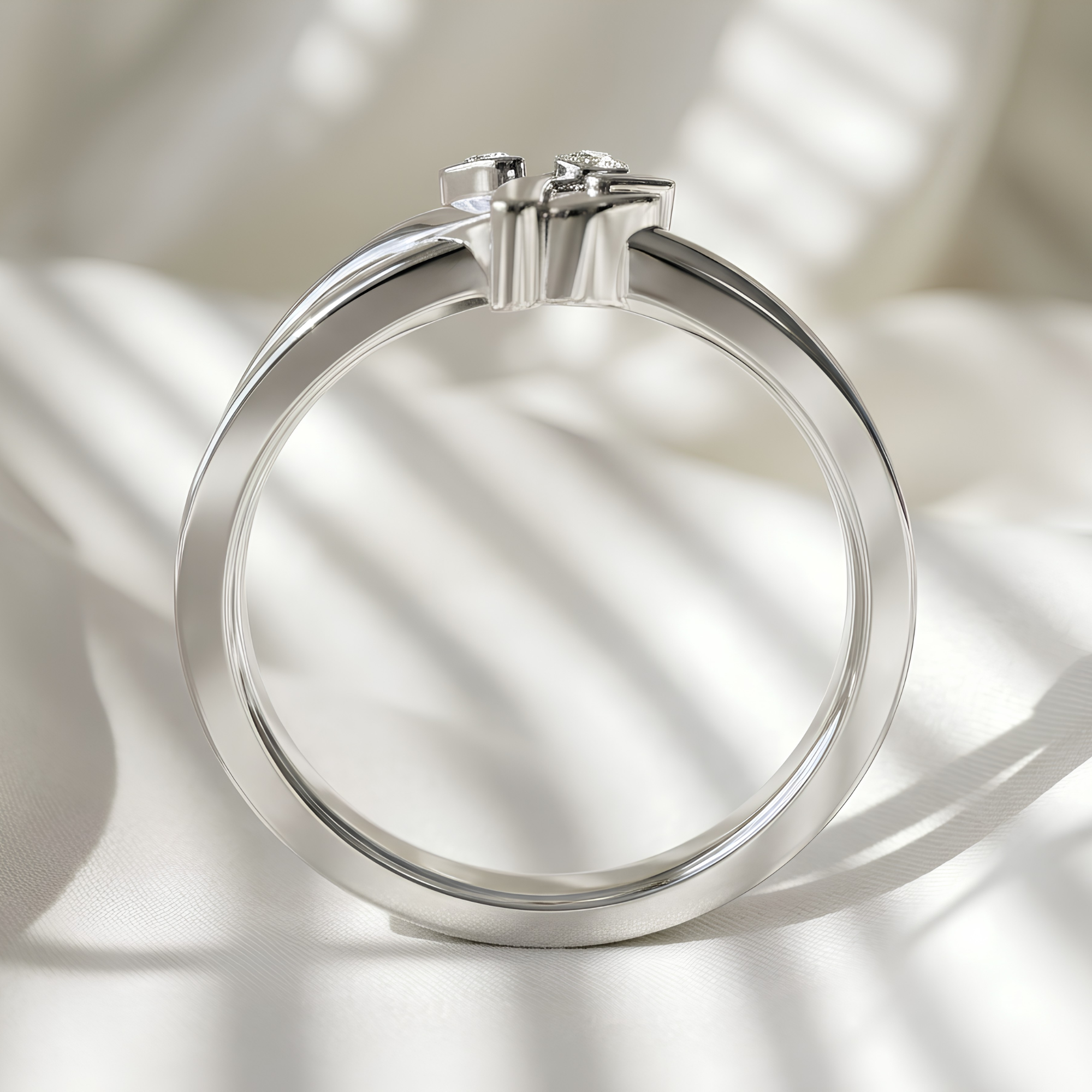 Three Stone Leaf Oura Ring Jacket Silver Ring Cover