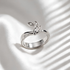 Three Stone Leaf Oura Ring Jacket Silver Ring Cover