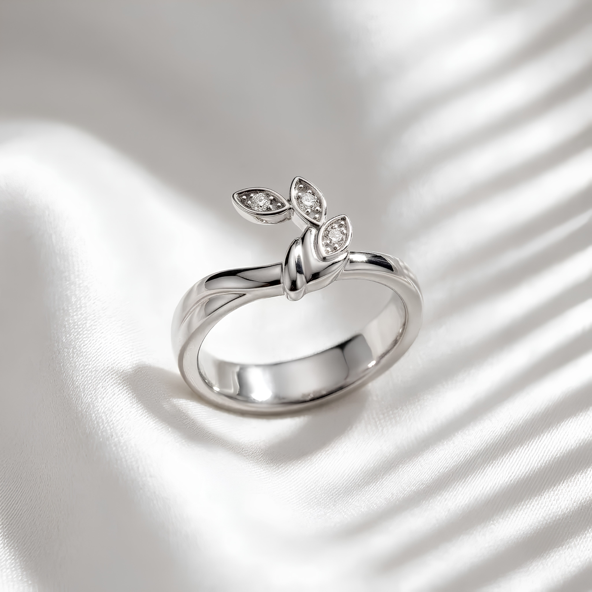Three Stone Leaf Oura Ring Jacket Silver Ring Cover
