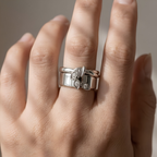 Three Stone Leaf Oura Ring Jacket Silver Ring Cover