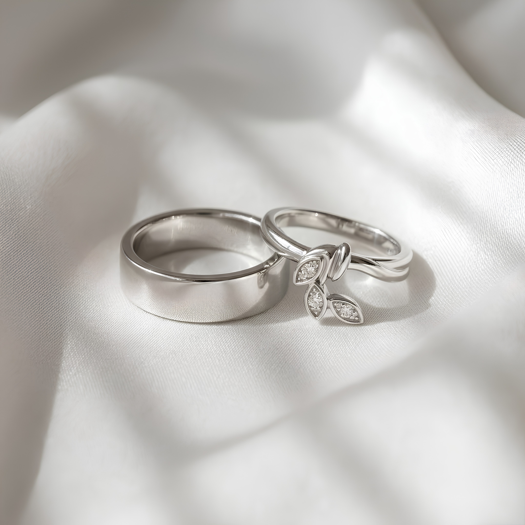 Three Stone Leaf Oura Ring Jacket Silver Ring Cover