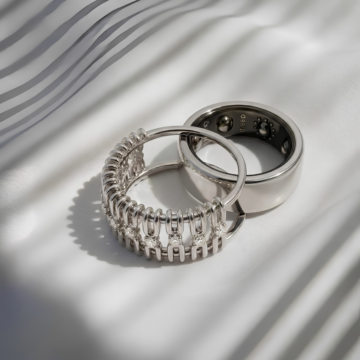 Floating Moissanite Oura Ring Cover Silver Ring Jacket