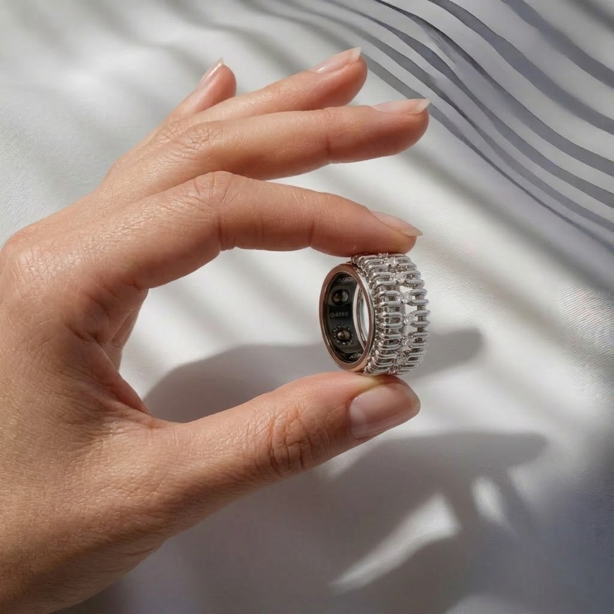 Floating Moissanite Oura Ring Cover Silver Ring Jacket