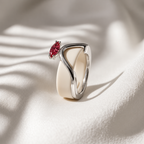 Ruby Solitaire Oura Ring 5 Cover Sterling Silver Wave Jacket