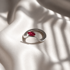 Ruby Solitaire Oura Ring 5 Cover Sterling Silver Wave Jacket