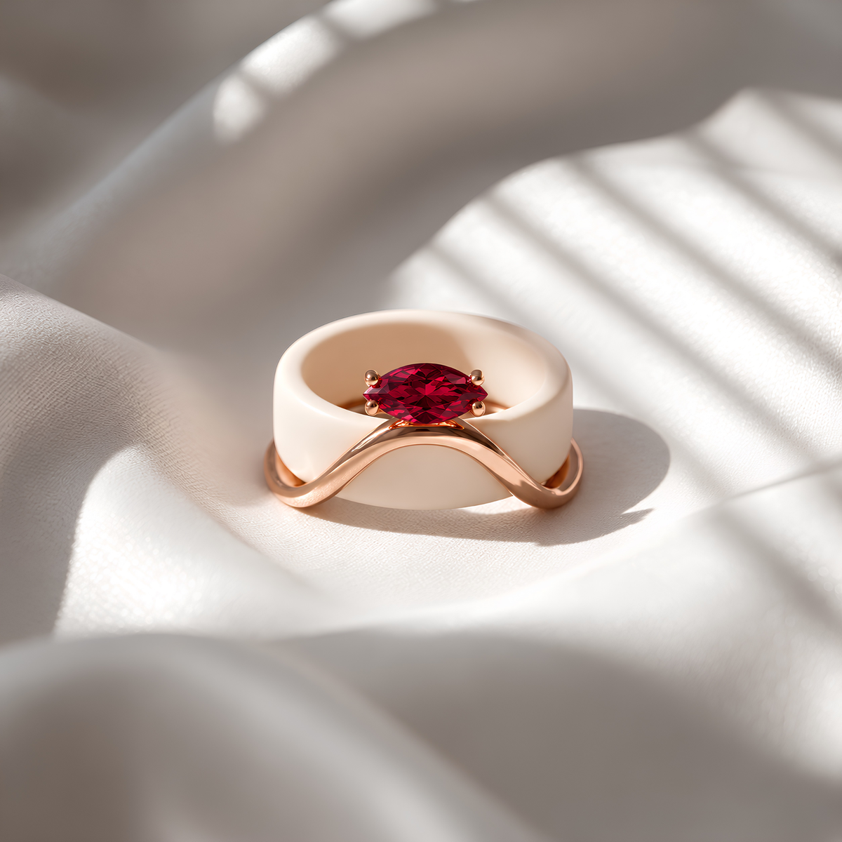 Ruby Solitaire Oura Ring 5 Cover Sterling Silver Wave Jacket