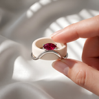 Ruby Solitaire Oura Ring 5 Cover Sterling Silver Wave Jacket