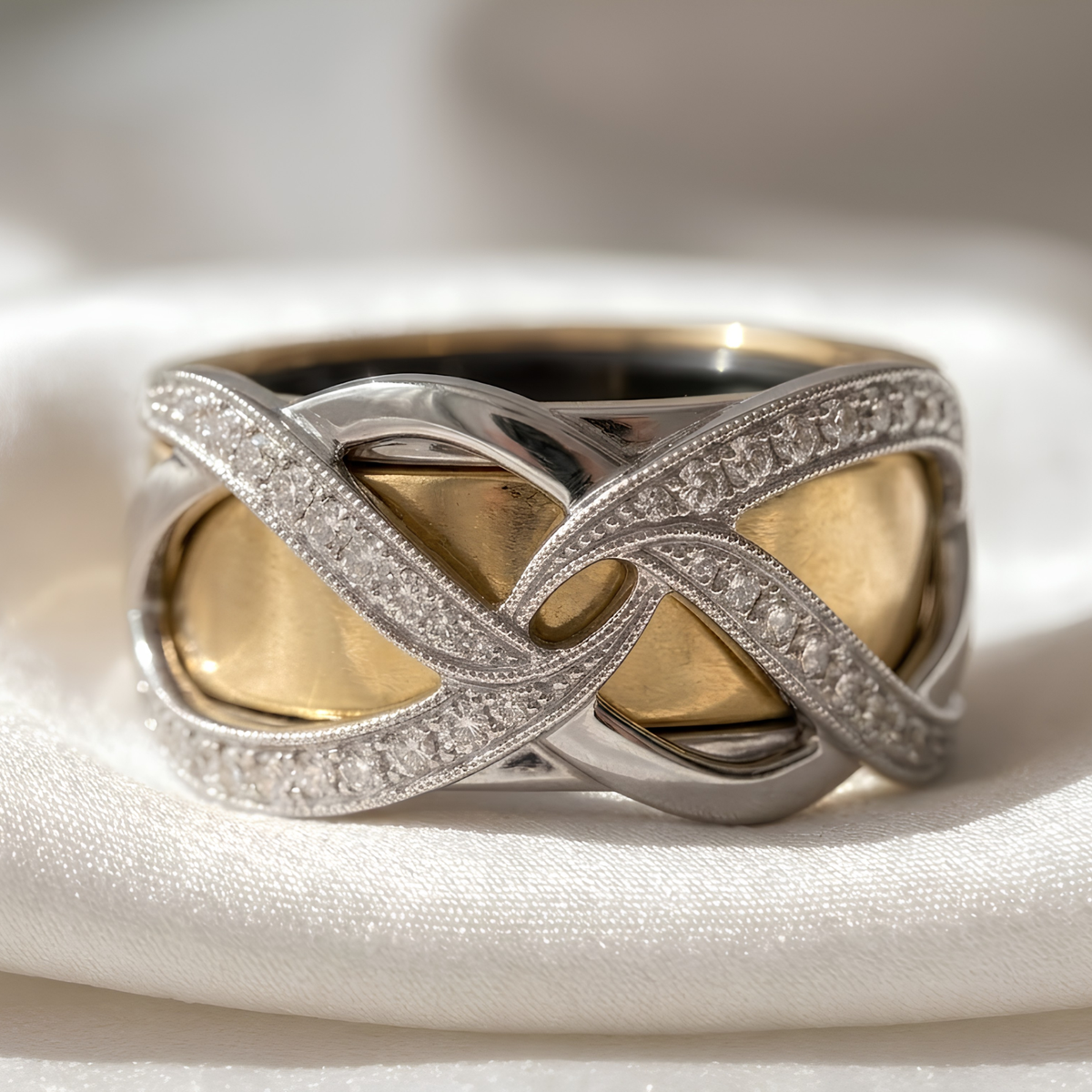 Interwoven Pavé Oura Ring Cover, Moissanite Smart Ring Jacket