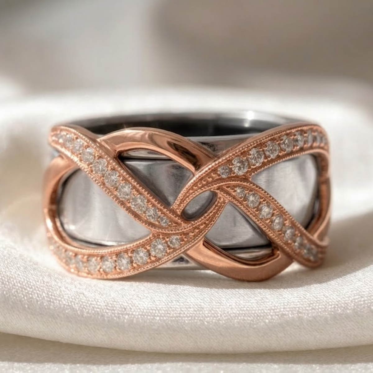 Interwoven Pavé Oura Ring Cover, Moissanite Smart Ring Jacket