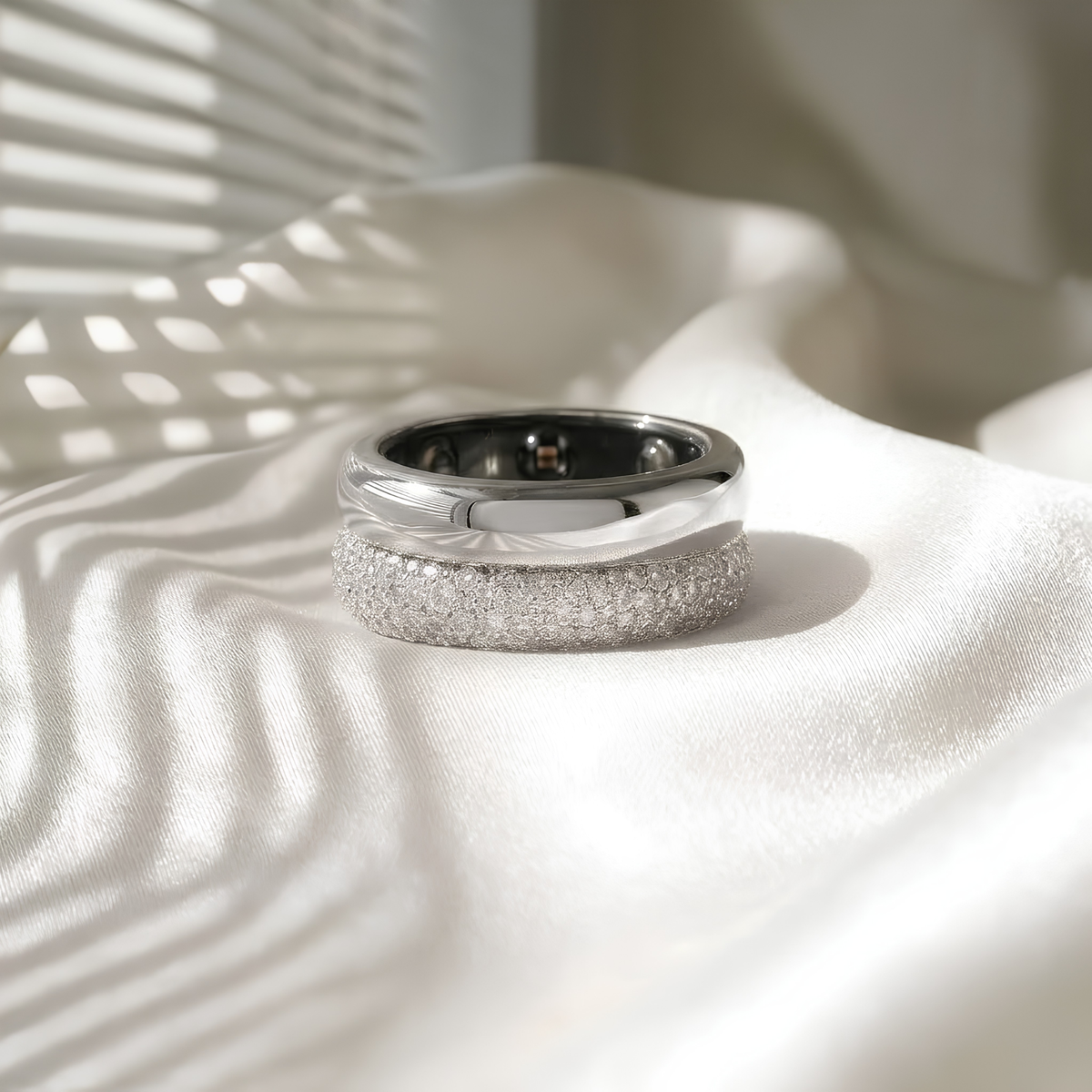 Pavé Dome Ring Cover for Oura Gen 5 Silver Smart Ring Guard