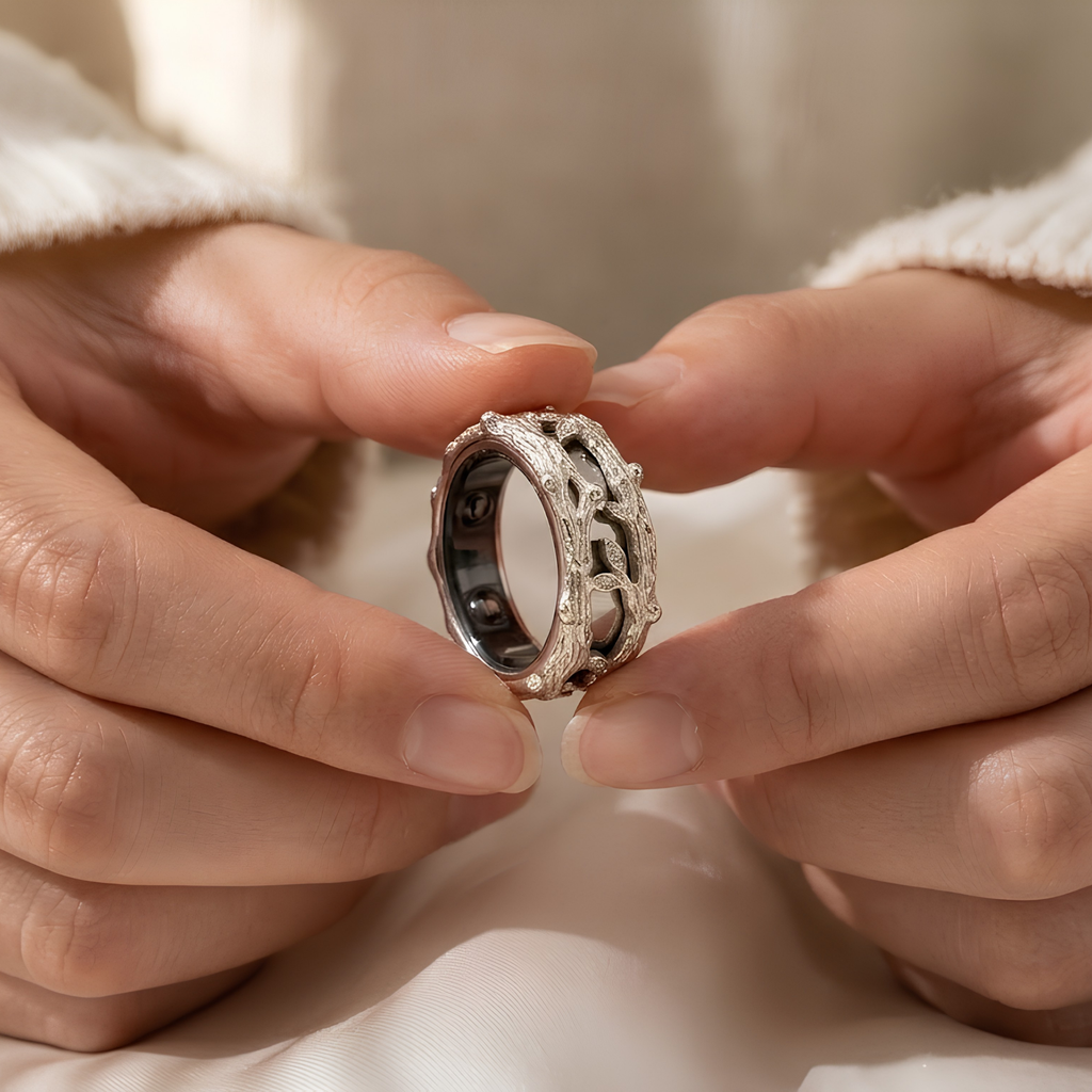 Forest Leaf Oura Ring 5 Jacket, Moissanite Pavé Smart Ring Cover