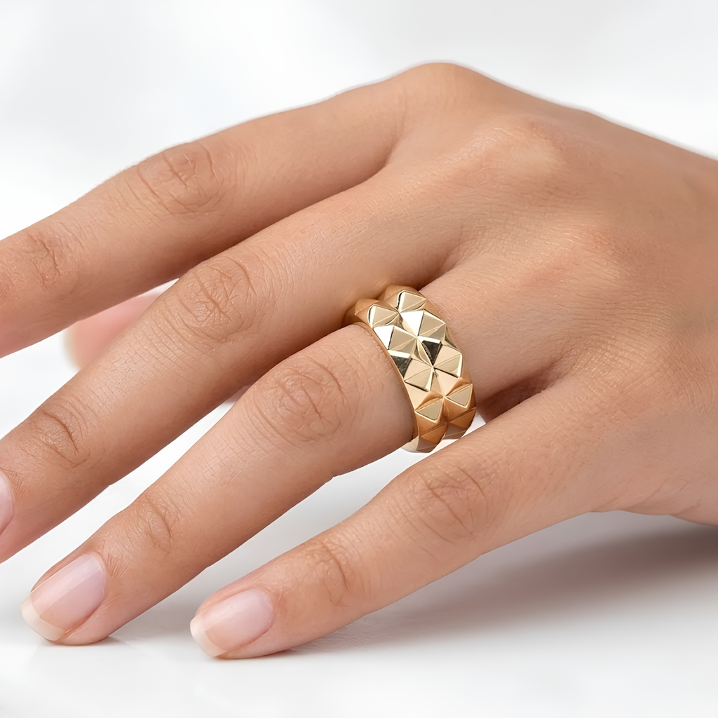 Double Pyramid Oura Ring 5 Gold Vermeil Full Smart Ring Jacket