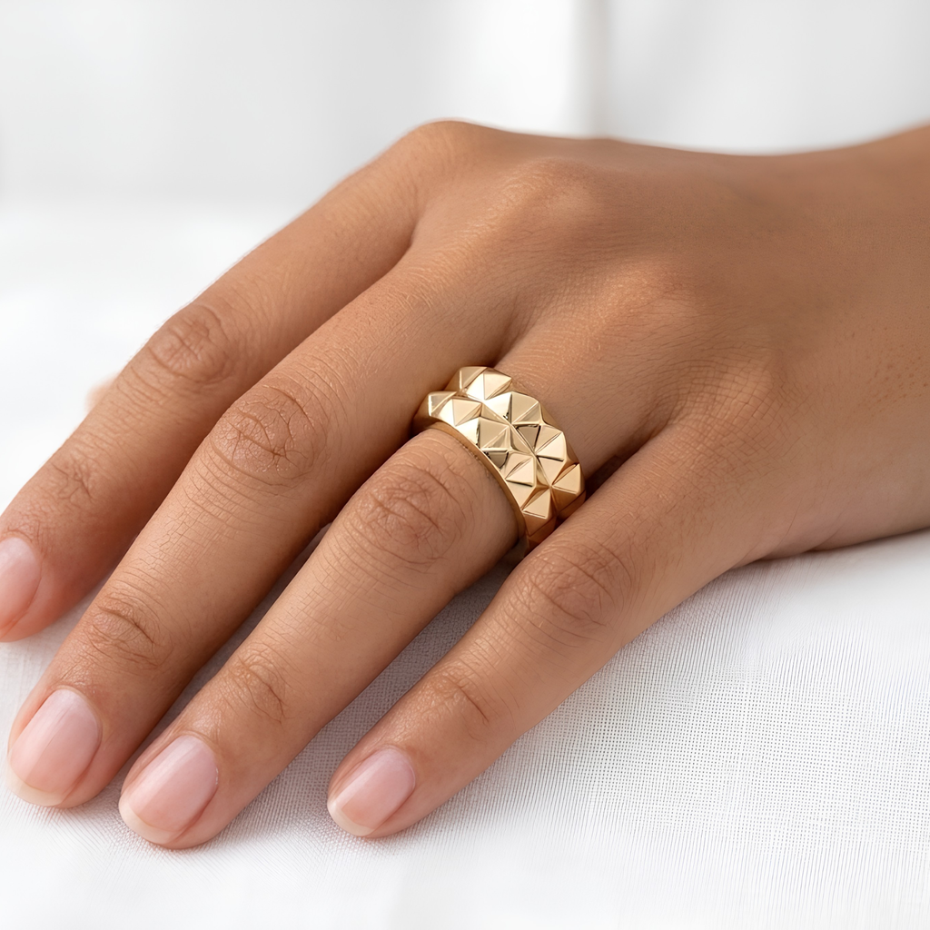 Double Pyramid Oura Ring 5 Gold Vermeil Full Smart Ring Jacket