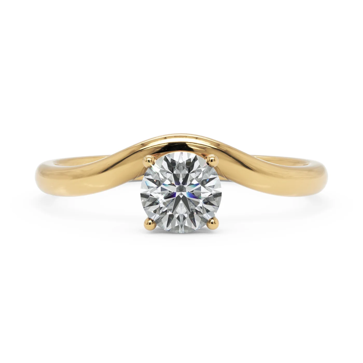 Sculptural Round Diamond Ring in Solid Gold – 0.50 CT