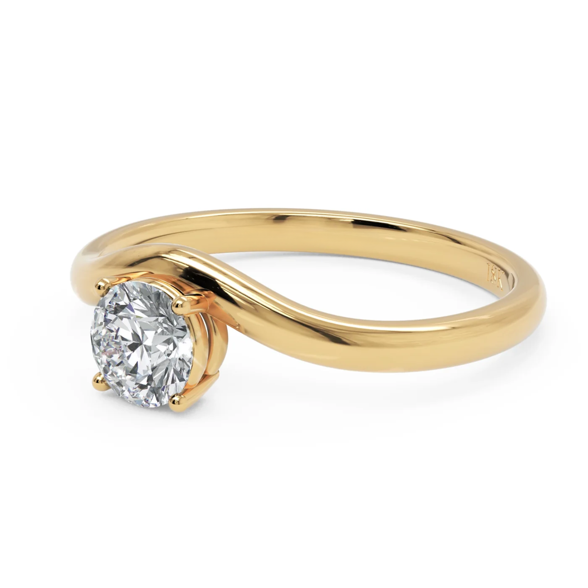 Sculptural Round Diamond Ring in Solid Gold – 0.50 CT
