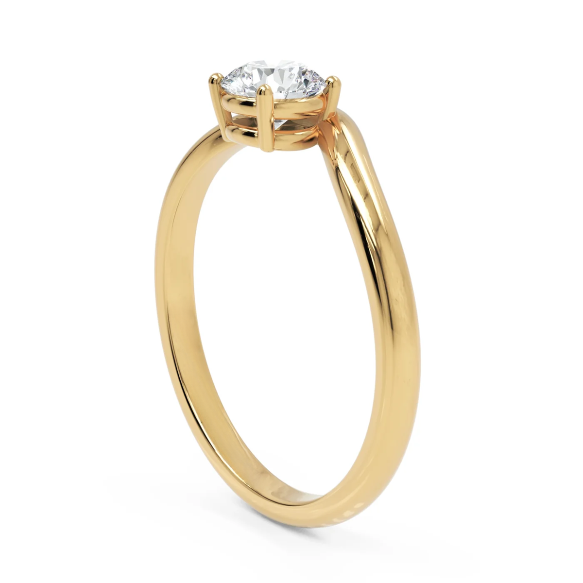 Sculptural Round Diamond Ring in Solid Gold – 0.50 CT