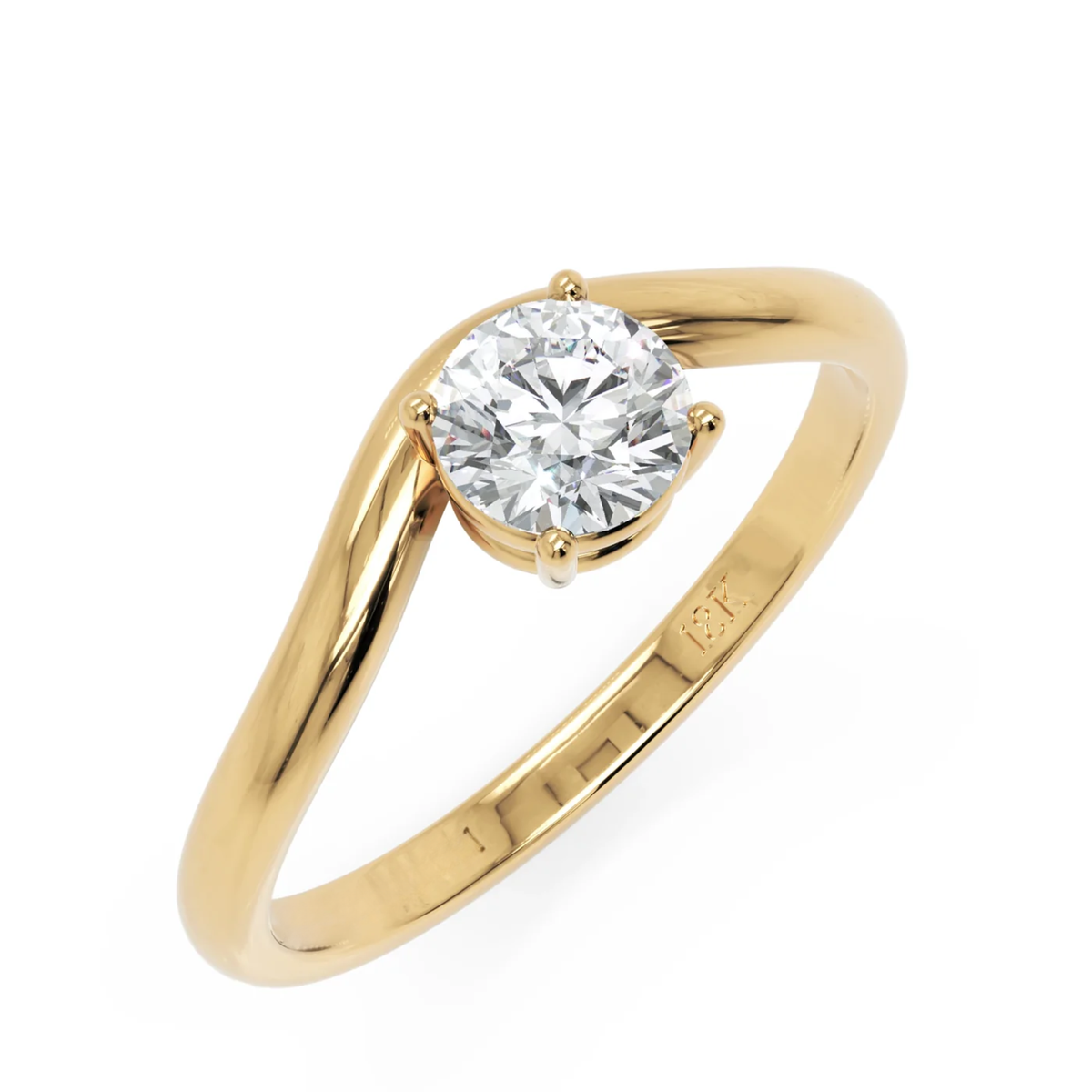 Sculptural Round Diamond Ring in Solid Gold – 0.50 CT