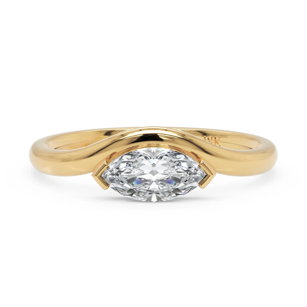 Sculptural Marquise Diamond Ring in Solid Gold – 0.50 CT