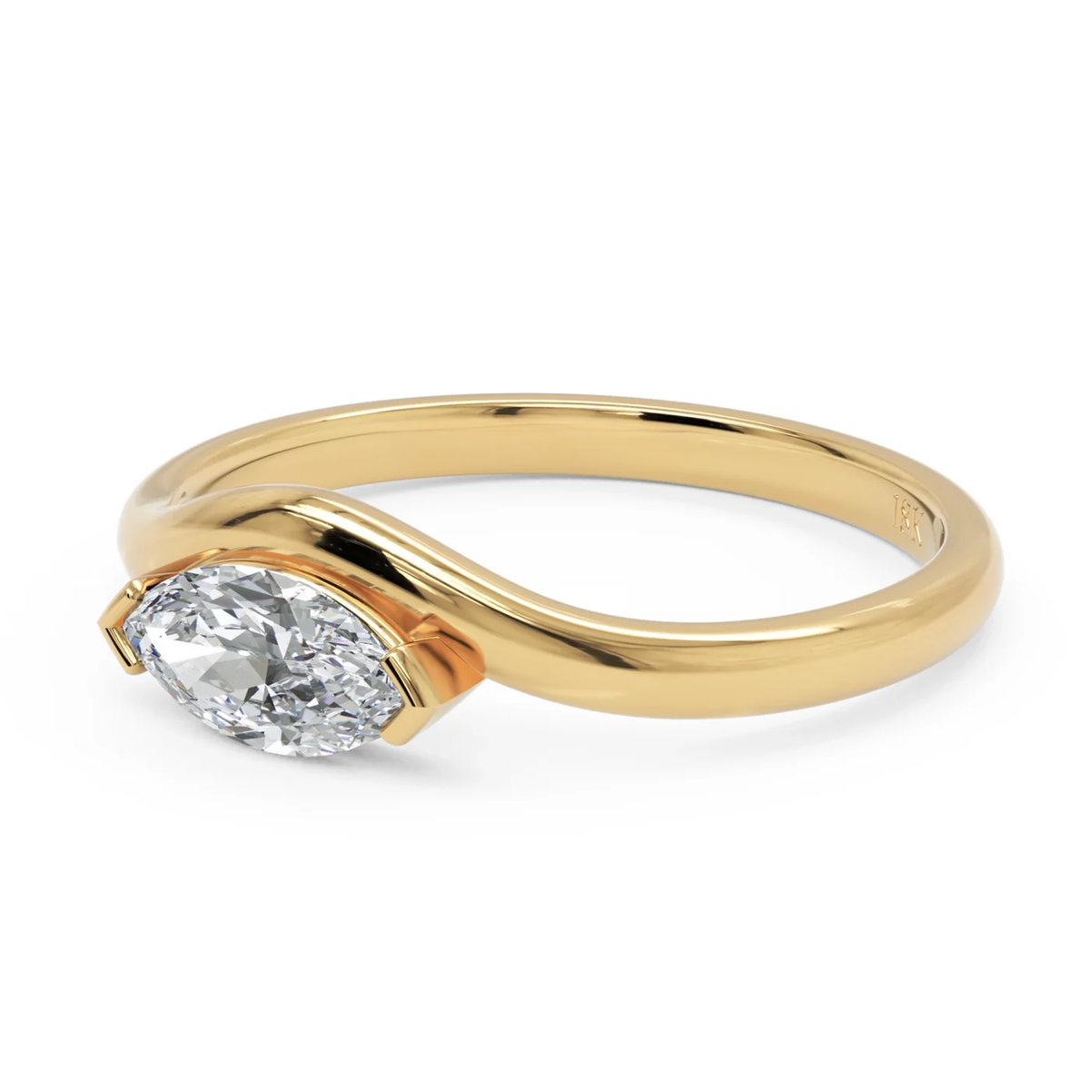 Sculptural Marquise Diamond Ring in Solid Gold – 0.50 CT