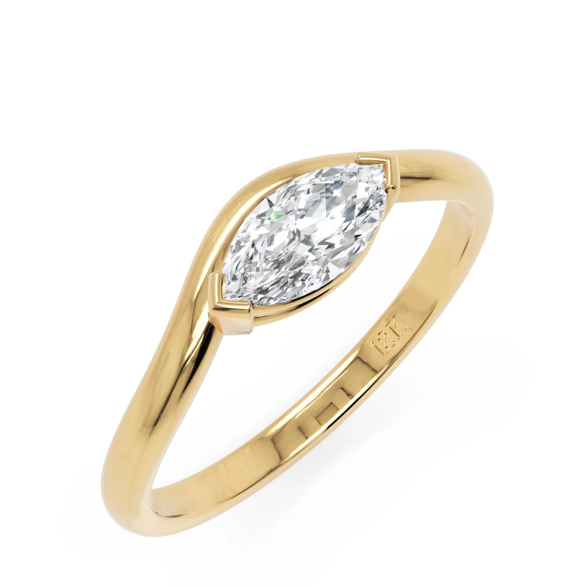 Sculptural Marquise Diamond Ring in Solid Gold – 0.50 CT