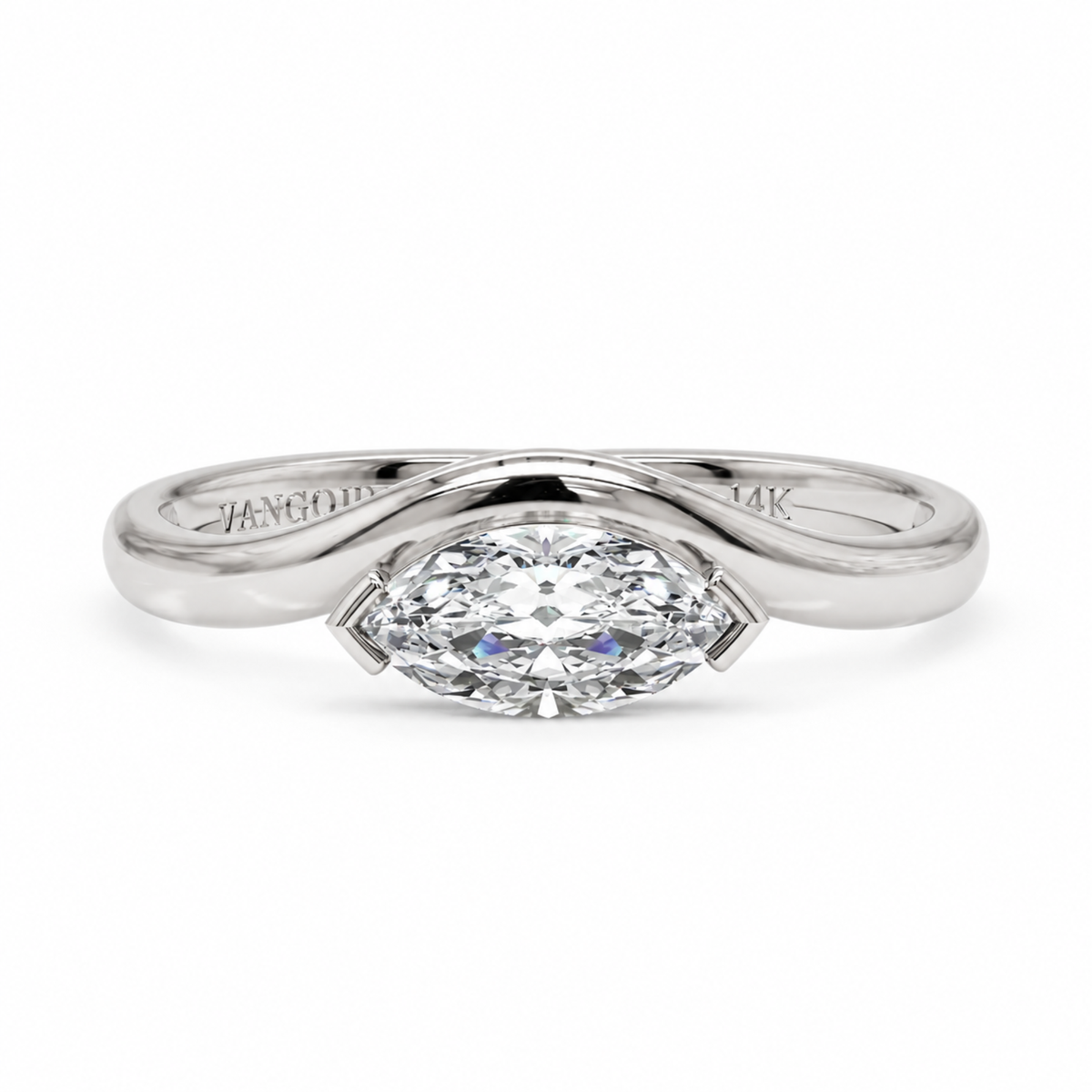 Sculptural Marquise Diamond Ring in Solid Gold – 0.50 CT