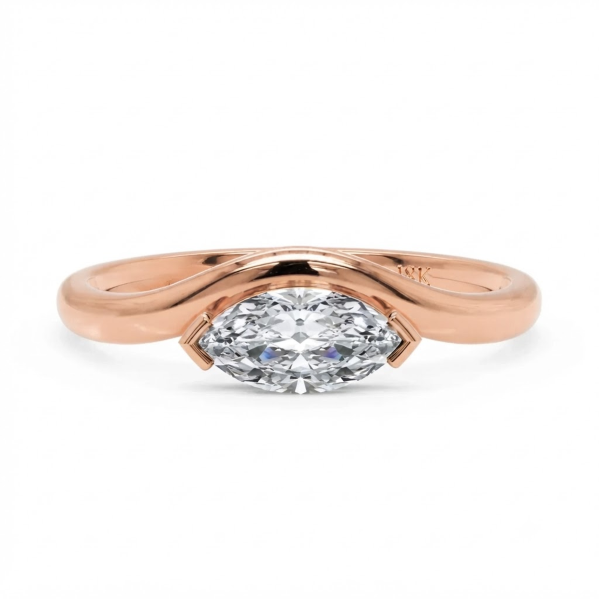 Sculptural Marquise Diamond Ring in Solid Gold – 0.50 CT