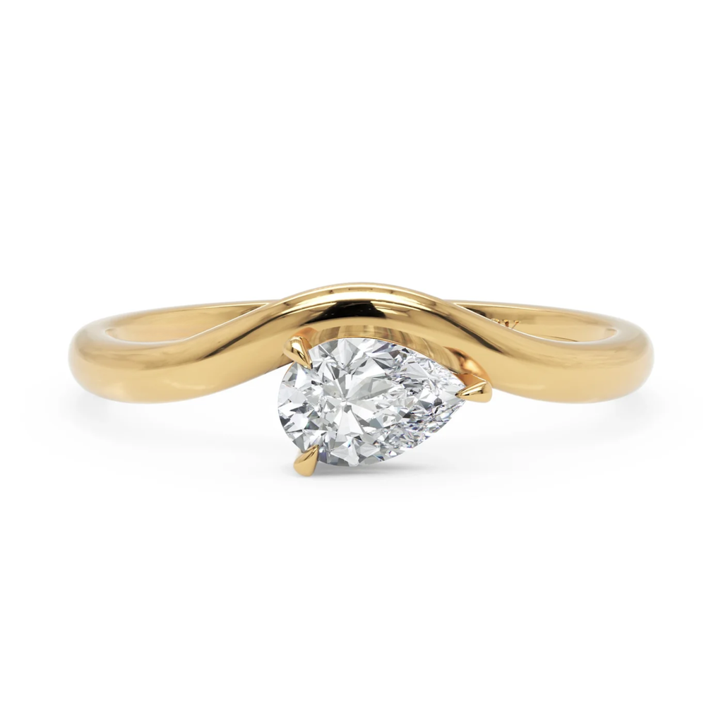 Sculptural Pear Diamond Ring in Solid Gold – 0.50 CT