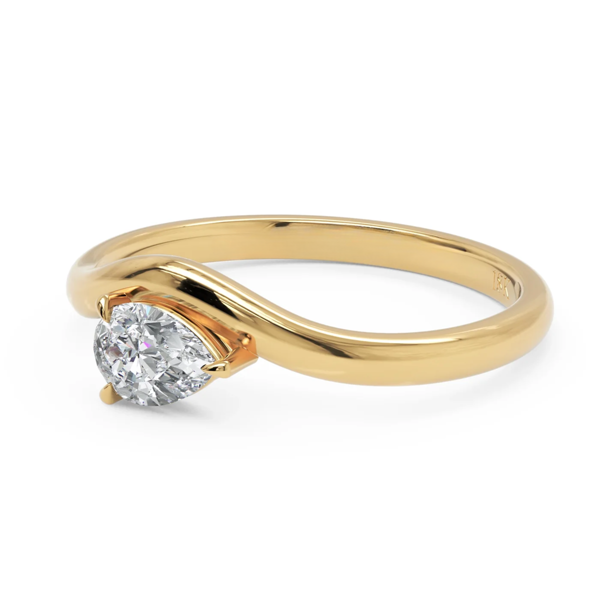 Sculptural Pear Diamond Ring in Solid Gold – 0.50 CT