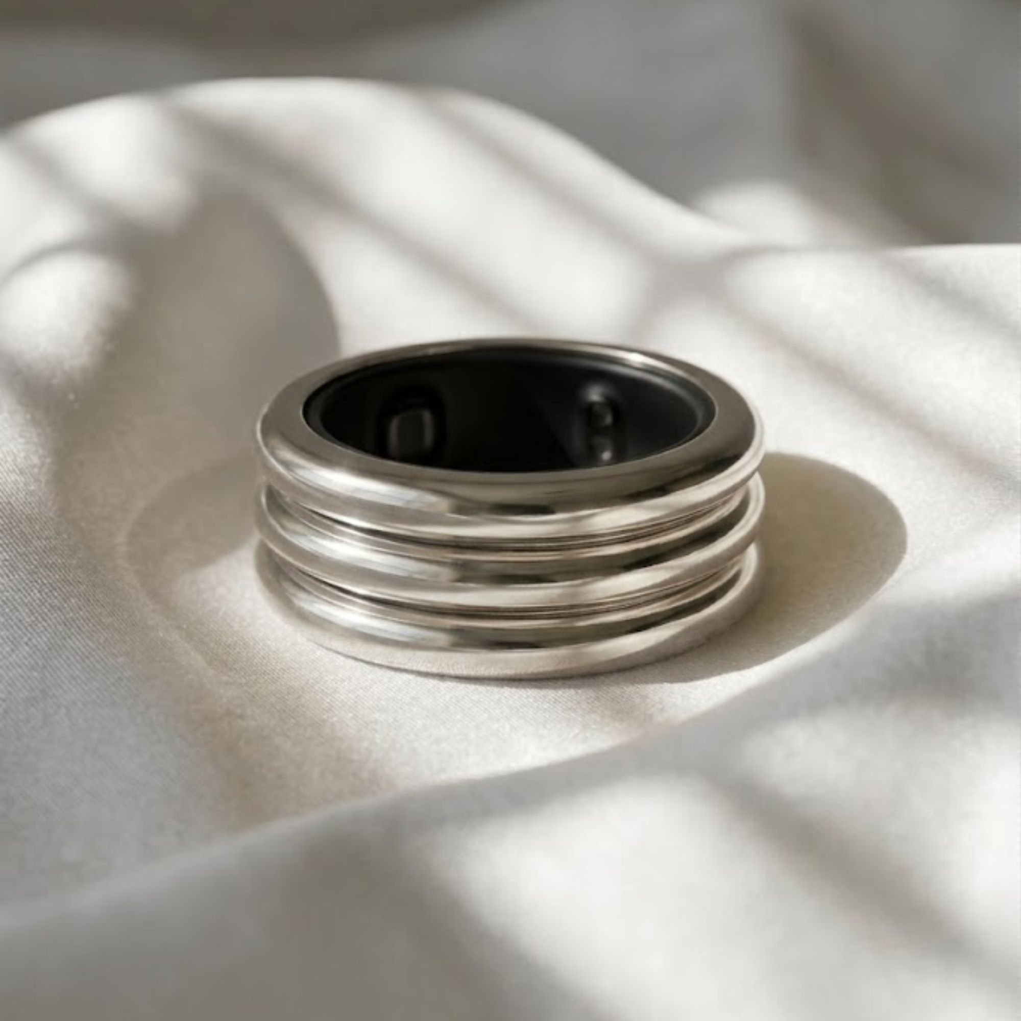 Triple Band Oura Ring Silver Smart Ring Jacket