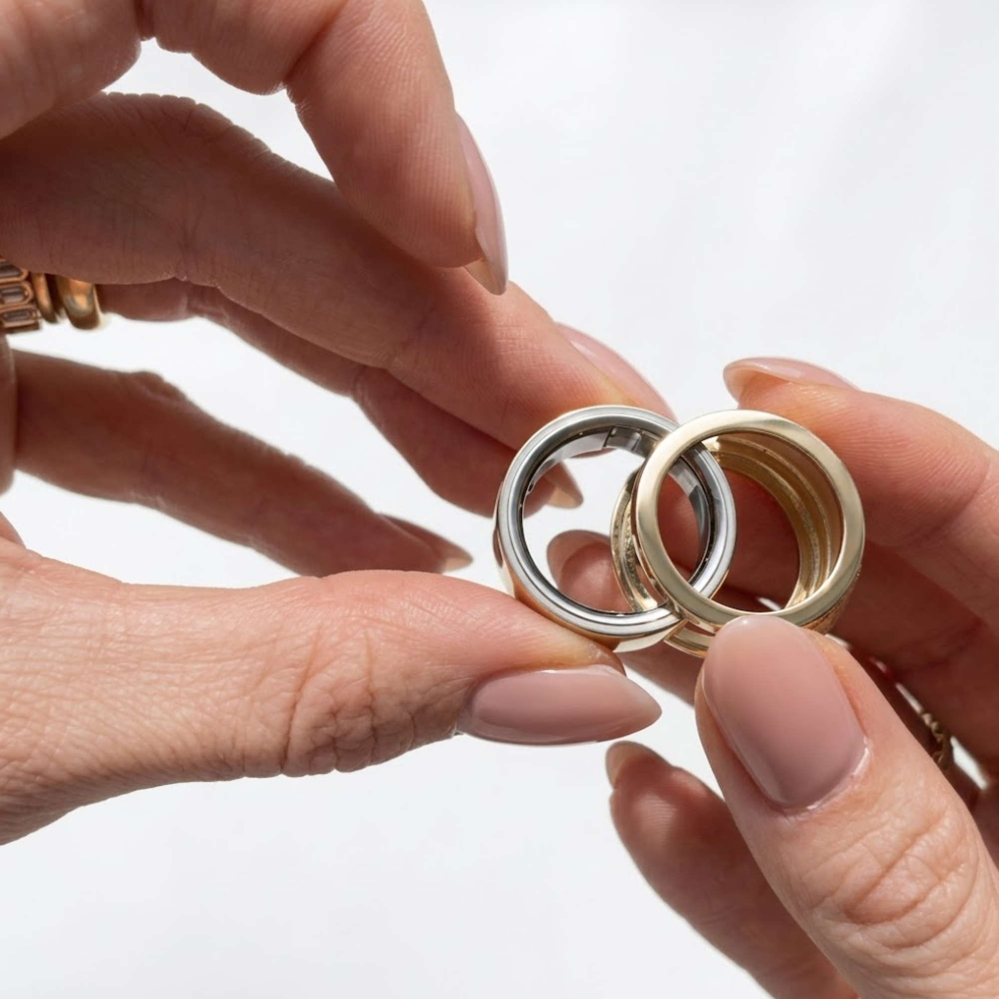 Triple Band Oura Ring Silver Smart Ring Jacket