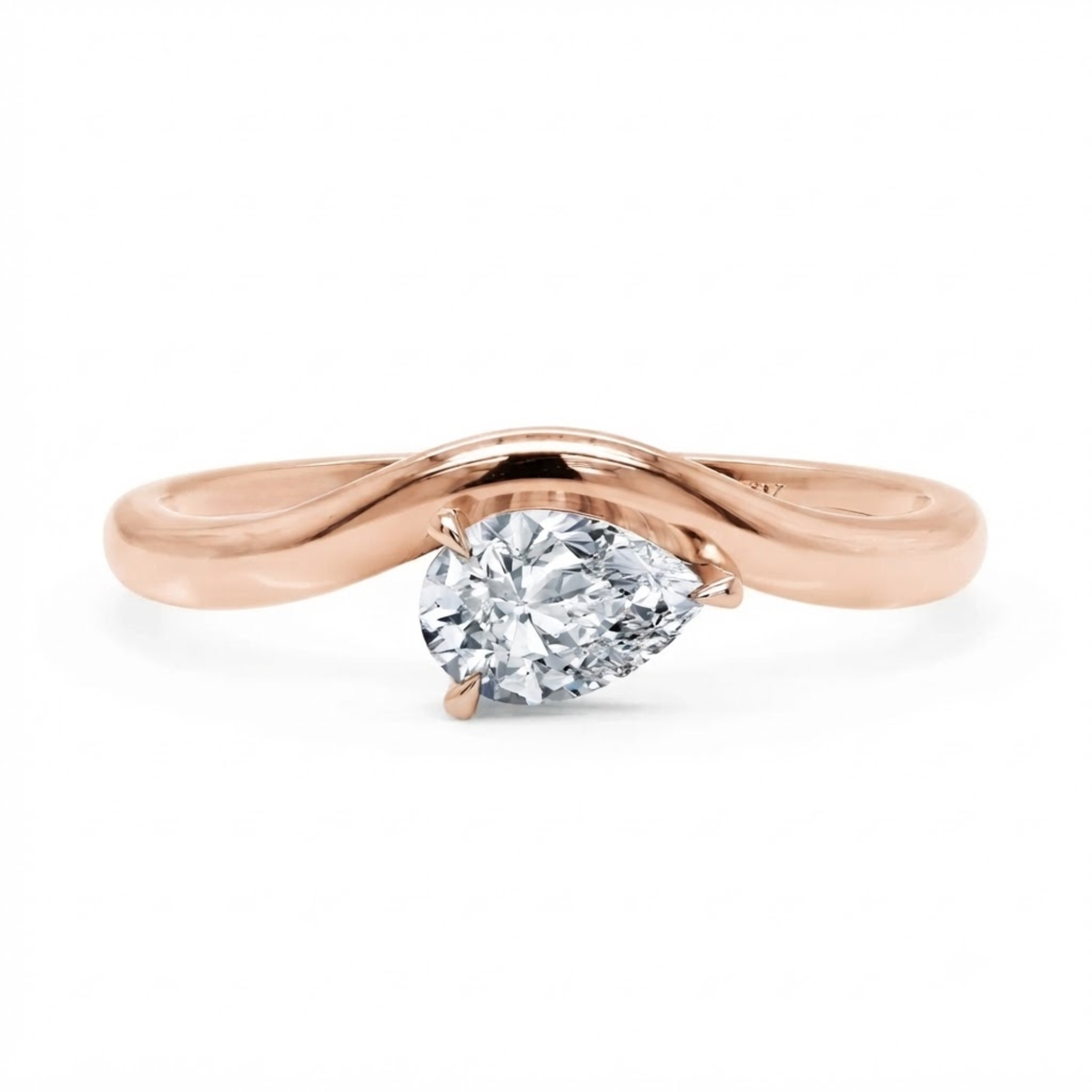 Sculptural Pear Diamond Ring in Solid Gold – 0.50 CT