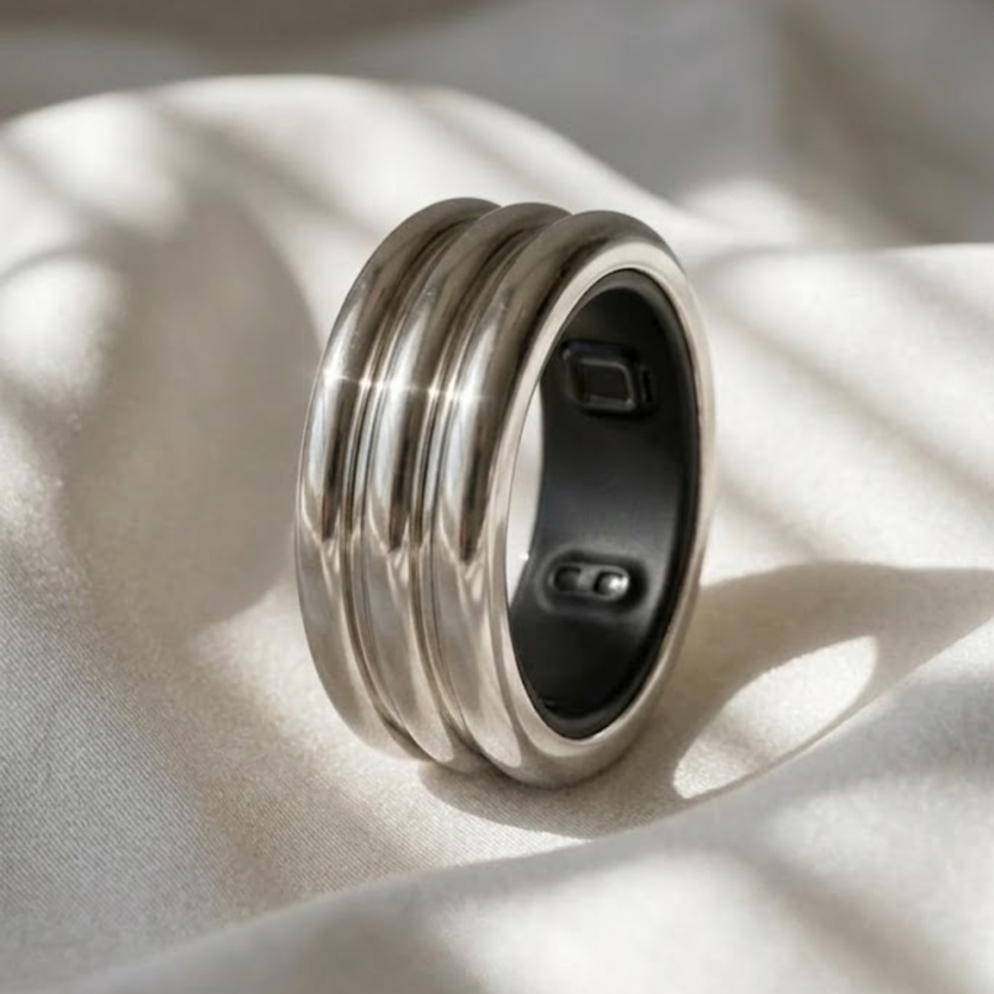 Triple Band Oura Ring Silver Smart Ring Jacket