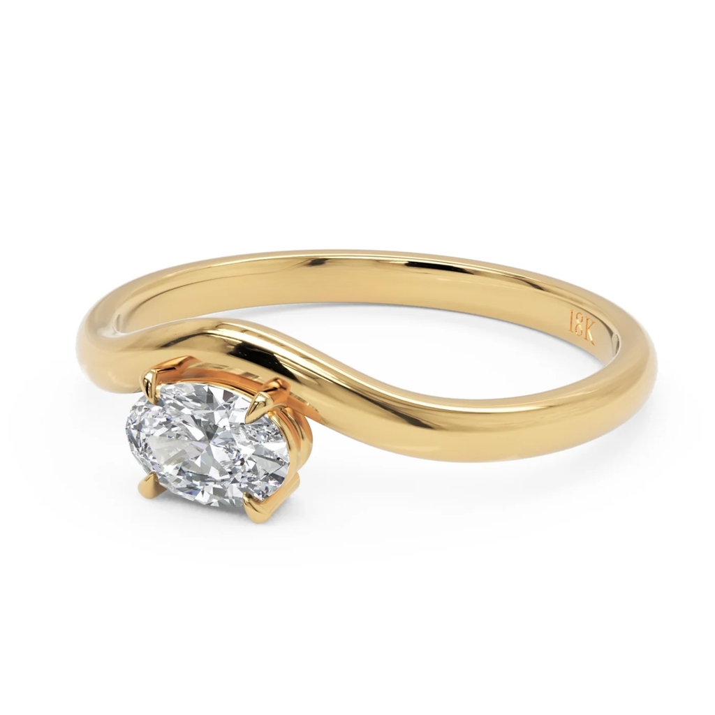 Sculptural Oval Diamond Ring in Solid Gold – 0.50 CT