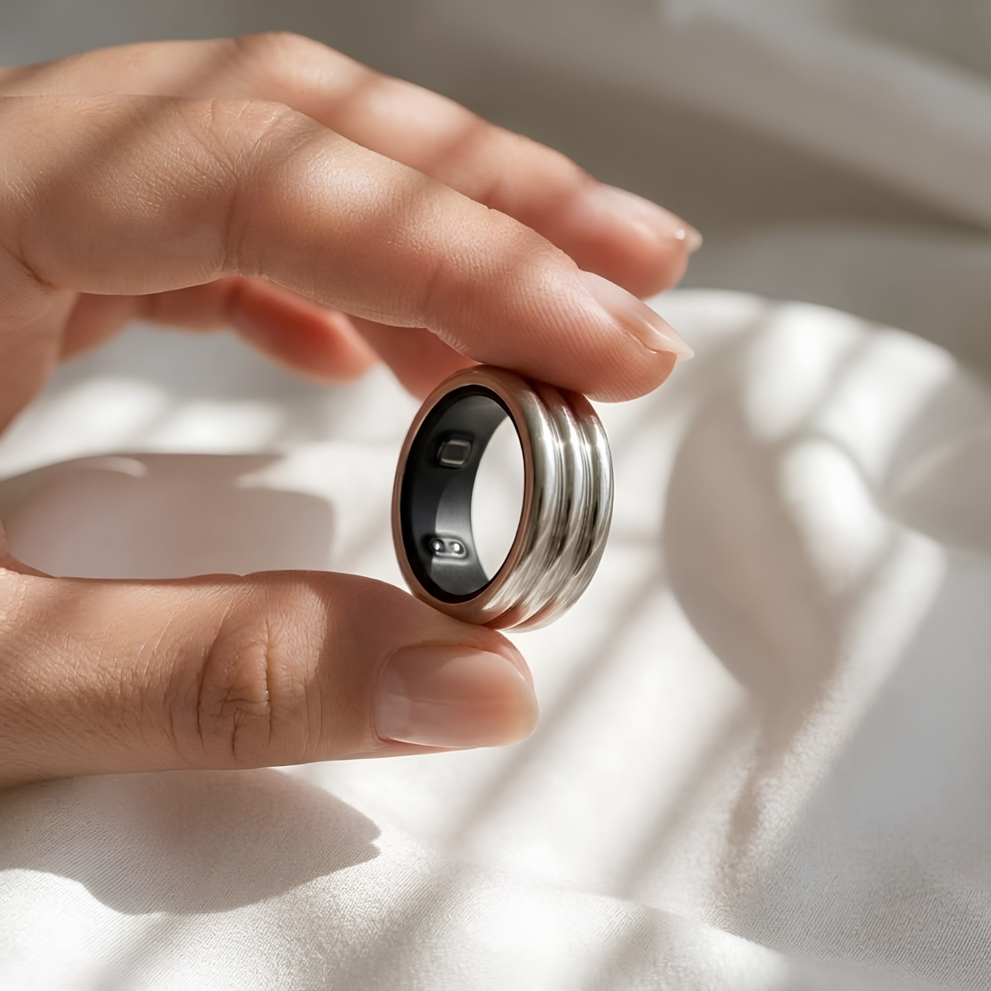 Triple Band Oura Ring Silver Smart Ring Jacket
