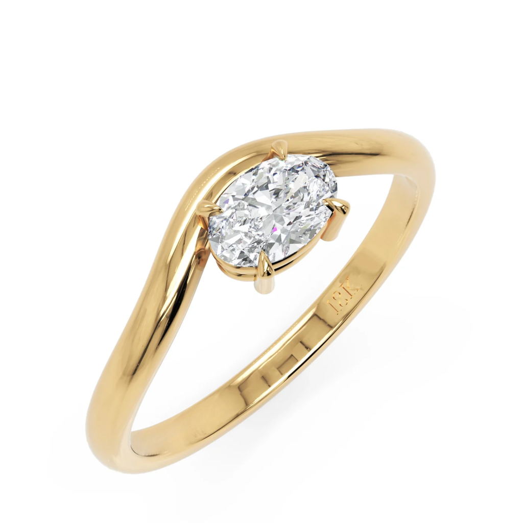 Sculptural Oval Diamond Ring in Solid Gold – 0.50 CT
