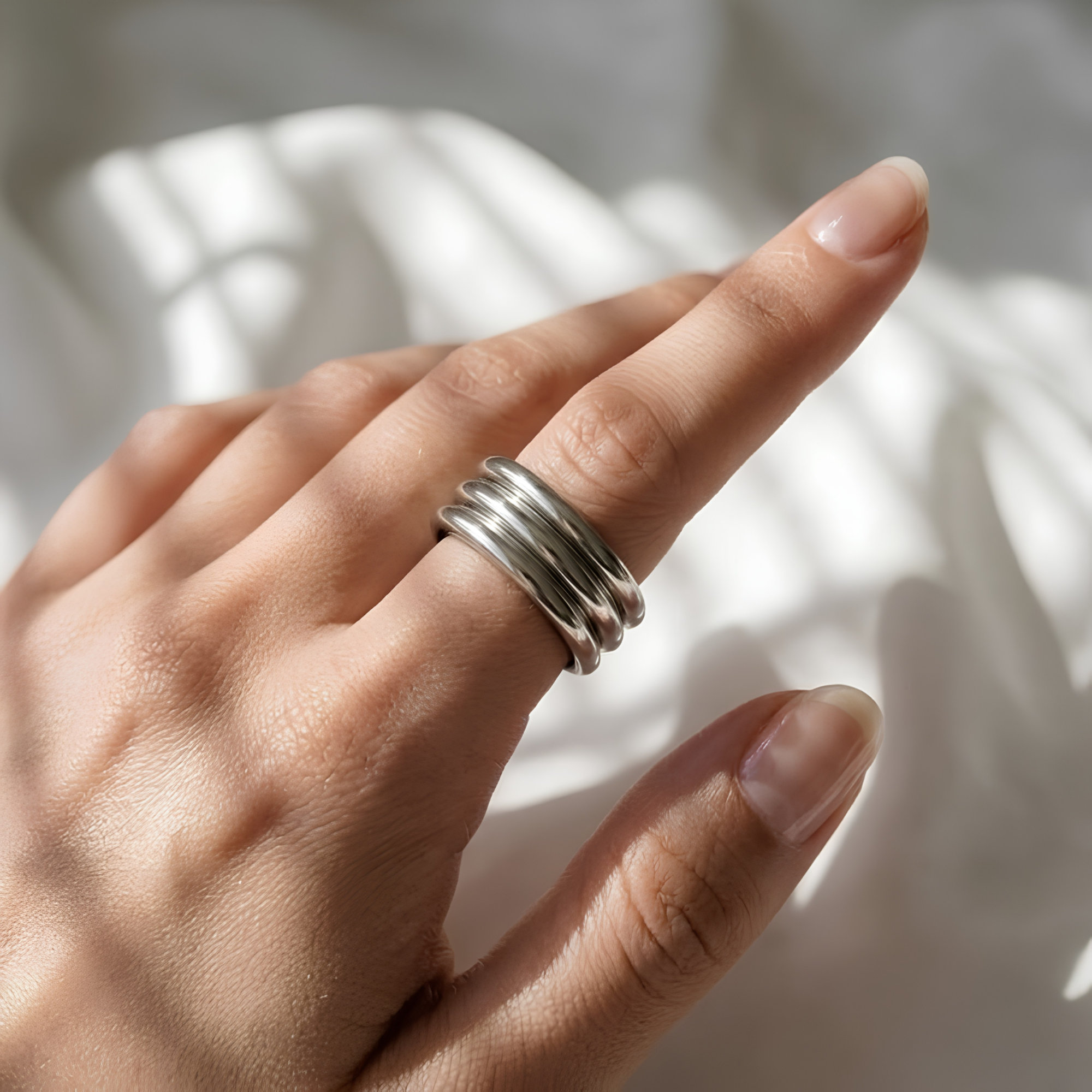 Triple Band Oura Ring Silver Smart Ring Jacket