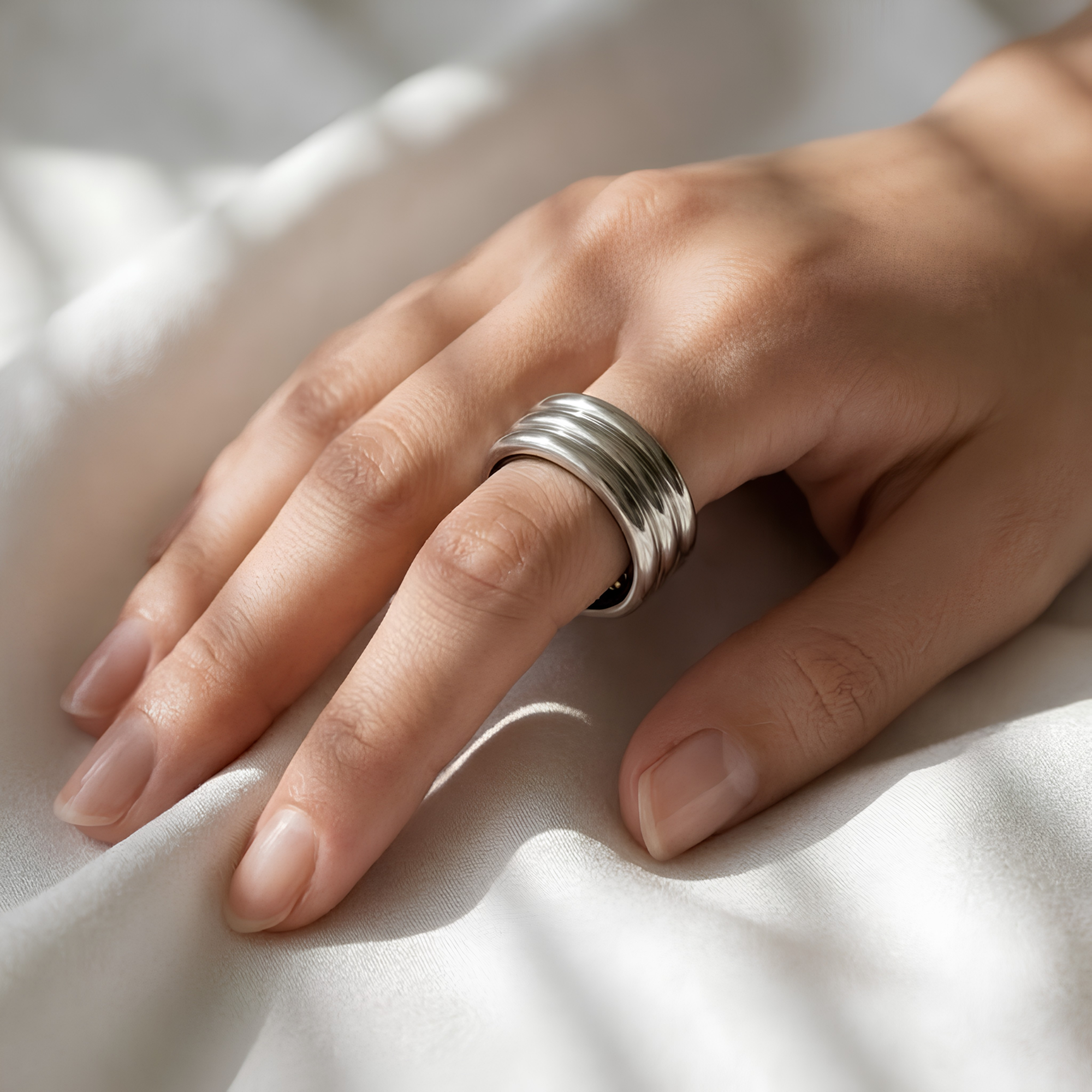Triple Band Oura Ring Silver Smart Ring Jacket